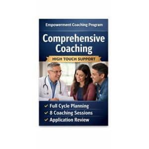 medical school coaching program with physician mentor and students reviewing applications